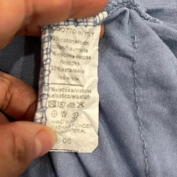 [S/M]Meo Meli Light Blue Boho Ruffle Layer Silk Blend  Strapless Midi/Maxi Dress - Picture 9 of 11